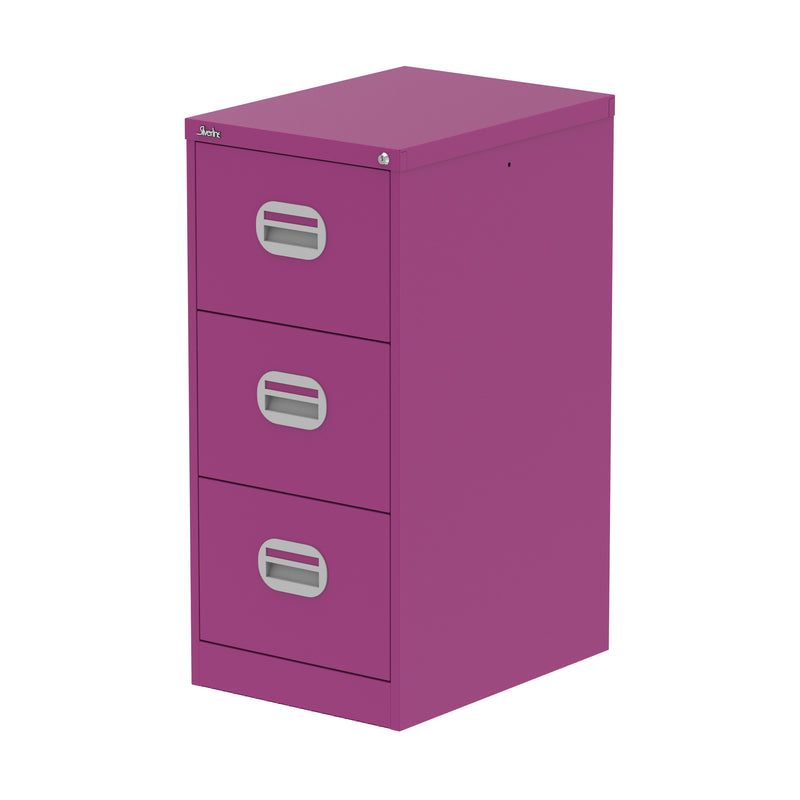 Qube Filing Cabinet - 3 Drawer - Traffic Purple