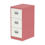 Qube Filing Cabinet - 3 Drawer - Antique Pink And Satin White