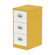 Qube Filing Cabinet - 3 Drawer - Lemon Yellow And Satin White