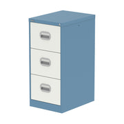 Qube Filing Cabinet - 3 Drawer - Pastel Blue And Satin White