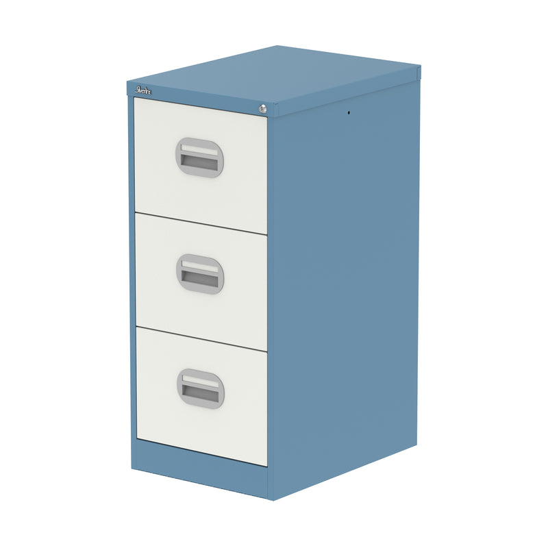 Qube Filing Cabinet - 3 Drawer - Pastel Blue And Satin White