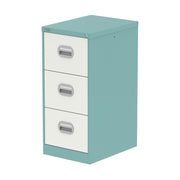 Qube Filing Cabinet - 3 Drawer - Pastel Turquoise And Satin White