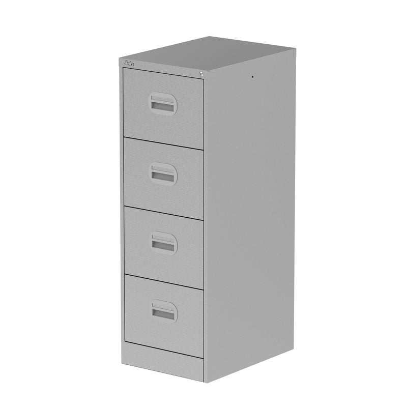 Qube Filing Cabinet - 4 Drawer - Silver