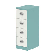 Qube Filing Cabinet - 4 Drawer - Pastel Turquoise And Satin White