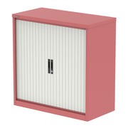 Qube Side Tambour Cupboard With Shelves - 1000mm - Antique Pink And White - Homesplex