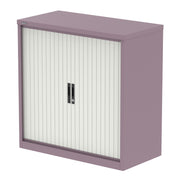 Qube Side Tambour Cupboard With Shelves - 1000mm - Pastel Violet And White - Homesplex
