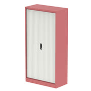Qube Side Tambour Cupboard With Shelves - 2000mm - Antique Pink And White - Homesplex