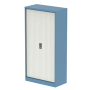 Qube Side Tambour Cupboard With Shelves - 2000mm - Pastel Blue And White - Homesplex