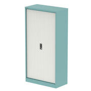 Qube Side Tambour Cupboard With Shelves - 2000mm - Pastel Turquoise And White - Homesplex