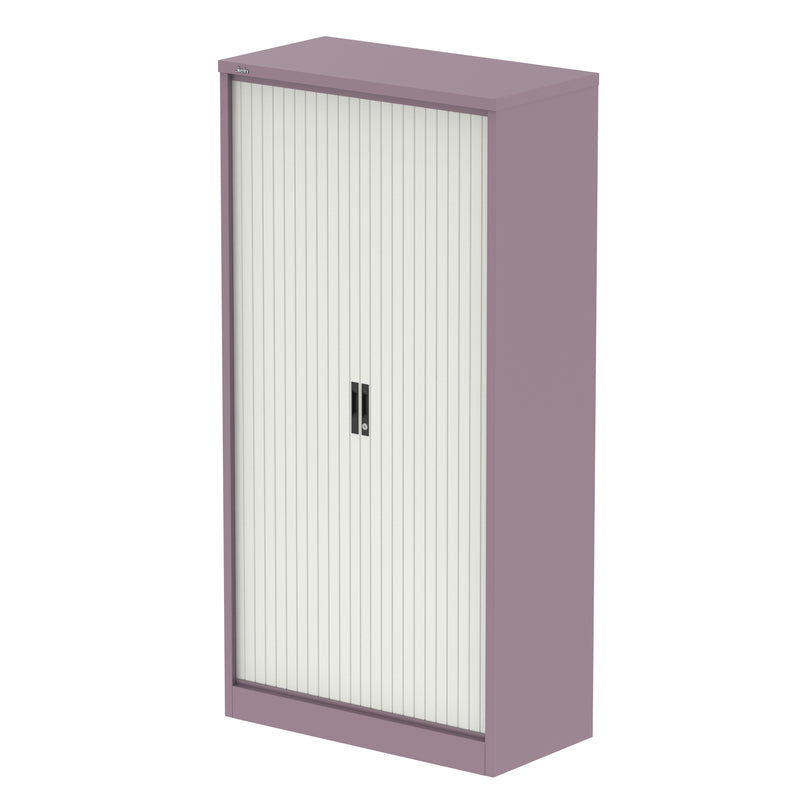 Qube Side Tambour Cupboard With Shelves - 2000mm - Pastel Violet And White - Homesplex