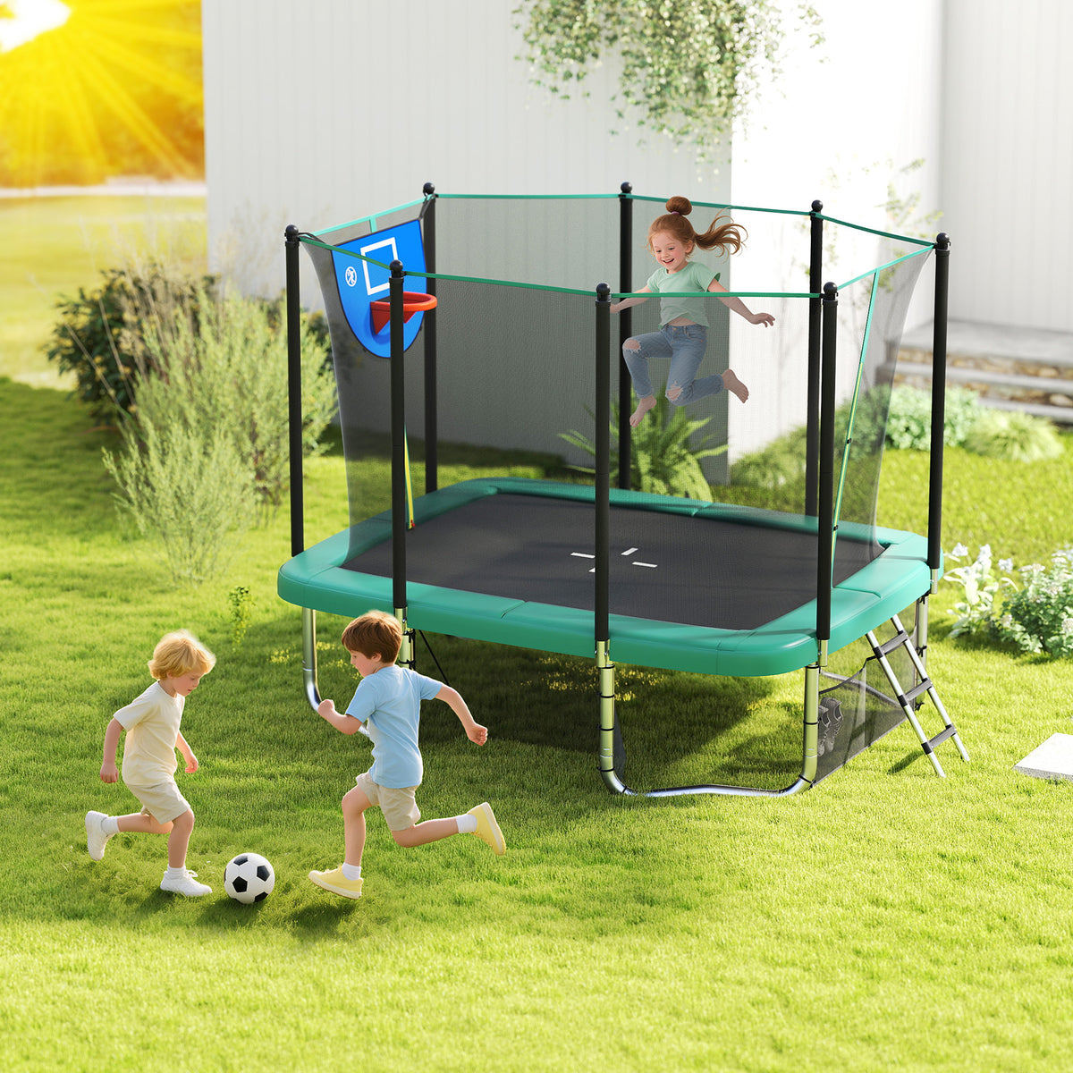 Rectangle Outdoor Trampoline 317 x 255 cm Backyard Trampoline