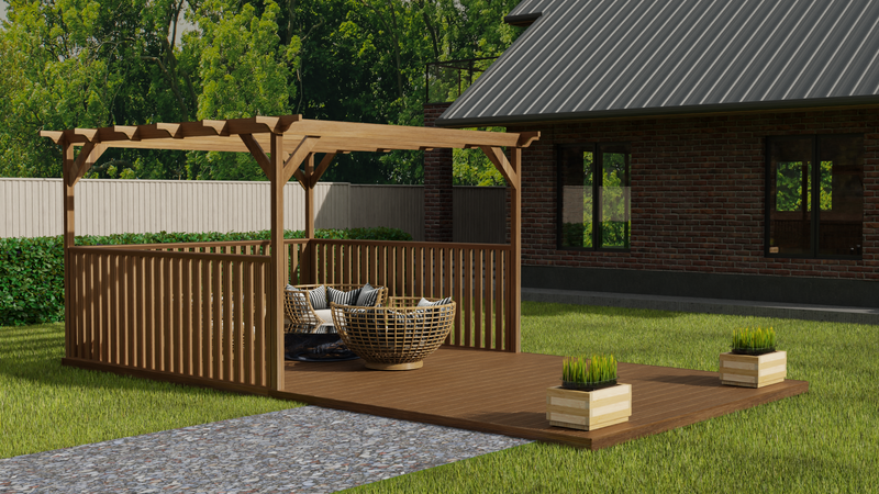 Rectangular Pergola and Decking Kit With Balustrades V.3 - image 5