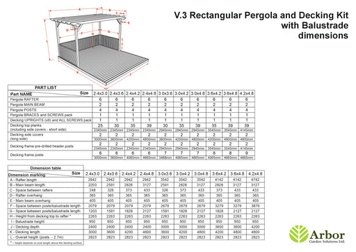 Rectangular Pergola and Decking Kit With Balustrades V.3 - image 2