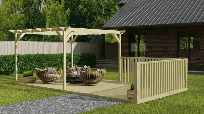 Rectangular Pergola And Decking Kit With Balustrade V.6 - image 3