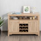Rustic Cupboard Storage Organizer with 2 Cabinets and 1 Drawer 9-Bottle Wine Rack