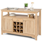 Rustic Cupboard Storage Organizer with 2 Cabinets and 1 Drawer 9-Bottle Wine Rack