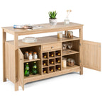 Rustic Cupboard Storage Organizer with 2 Cabinets and 1 Drawer 9-Bottle Wine Rack