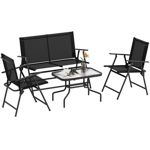 Outsunny Patio Furniture Set, Garden Set w/ Table, Foldable Chairs, a Loveseat - image 2