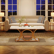Tribesigns 47.24-inch 2-Tier Faux Marble Wood Rectangle Coffee Table - view 5