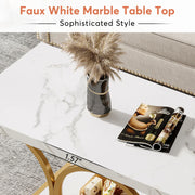 Tribesigns 47.24-inch 2-Tier Faux Marble Wood Rectangle Coffee Table - view 3