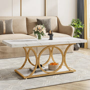 Tribesigns 47.24-inch 2-Tier Faux Marble Wood Rectangle Coffee Table