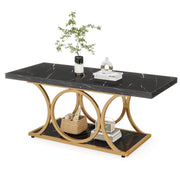 Tribesigns 47.24-inch 2-Tier Faux Marble Wood Rectangle Coffee Table - view 14
