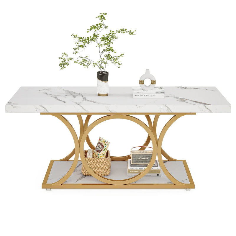 Tribesigns 47.24-inch 2-Tier Faux Marble Wood Rectangle Coffee Table - view 12