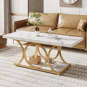 Tribesigns 47.24-inch 2-Tier Faux Marble Wood Rectangle Coffee Table - view 8