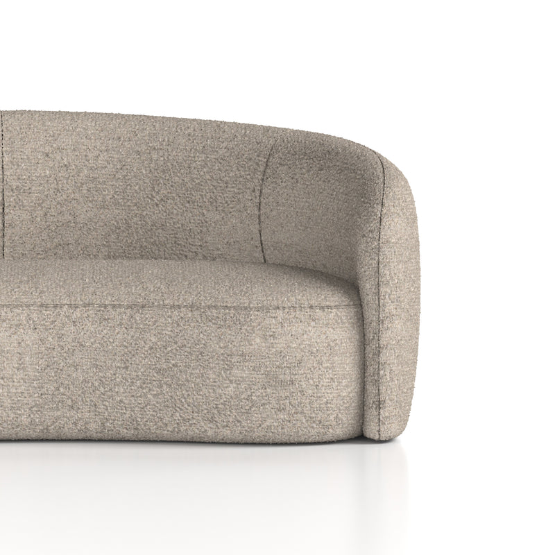 Phoebe Curved Sofa Cream Boucle - with matching footstool