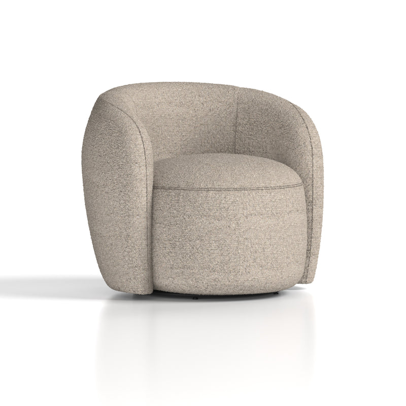Phoebe Swivel Accent Chair Cream Boucle - front view