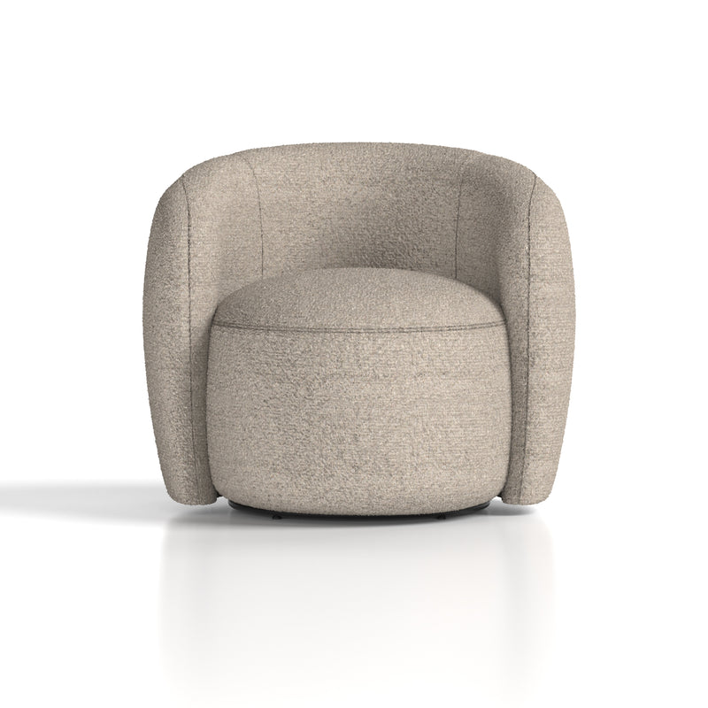 Phoebe Swivel Accent Chair Cream Boucle - side angle
