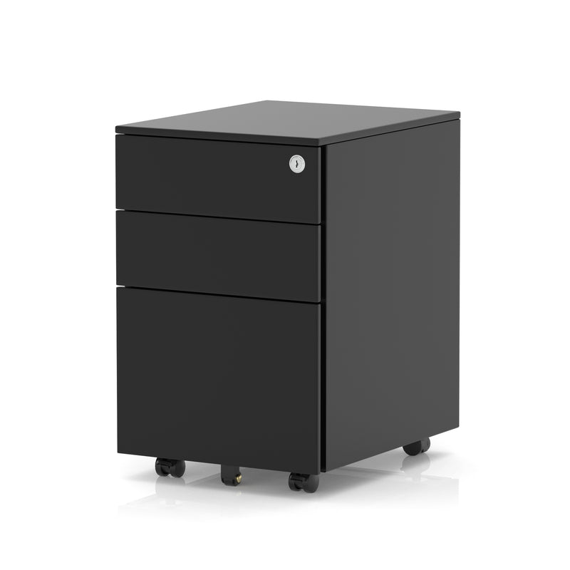 Base Mobile Steel Pedestal 3 Drawer - Black - Homesplex
