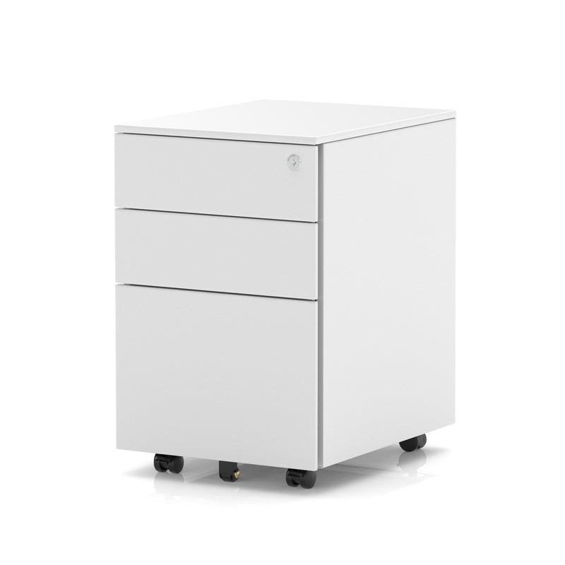 Base Mobile Steel Pedestal 3 Drawer - White - Homesplex