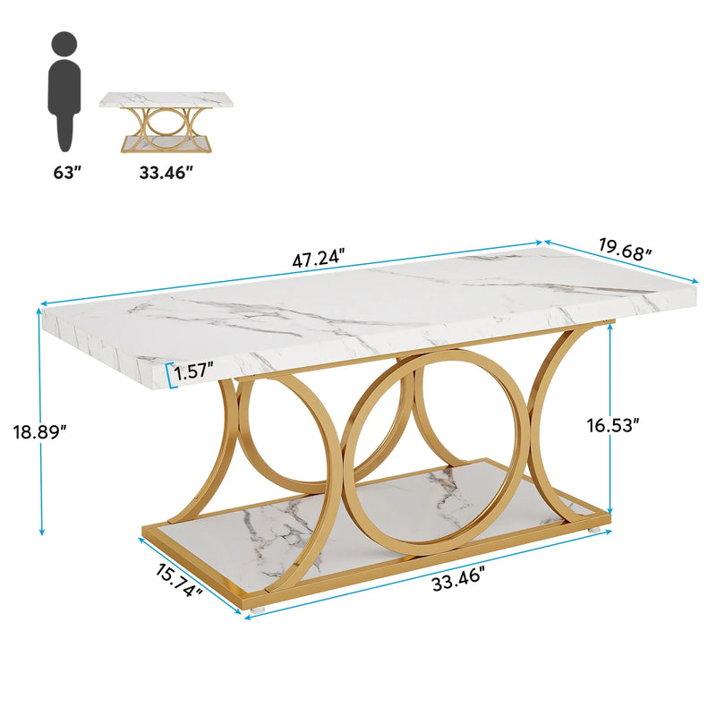Tribesigns 47.24-inch 2-Tier Faux Marble Wood Rectangle Coffee Table - view 11