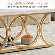 Tribesigns 47.24-inch 2-Tier Faux Marble Wood Rectangle Coffee Table - view 7
