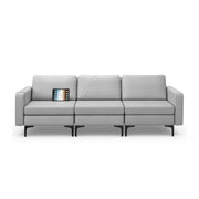 Costway 3-Seat Sofa with Magazine Caddy Socket and USB Charging Ports Light Grey - Modern Living Room Sofa HV10299SL
