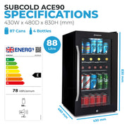 Subcold Ace90 LED touch control beer fridge, photo 6
