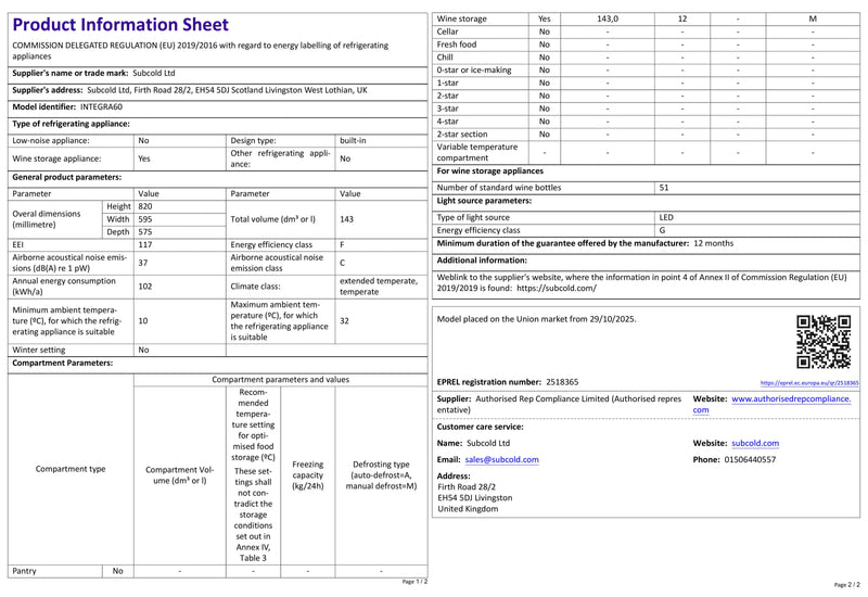 Subcold Integra60 integrated drinks and wine cooler, photo 14