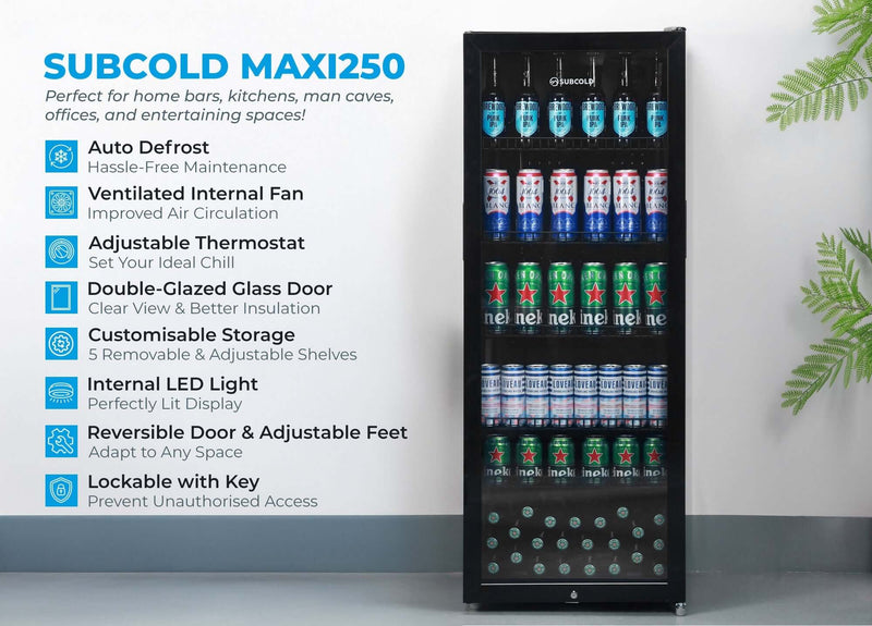 Subcold Maxi250 black tall drinks fridge, photo 4
