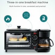 3-in-1 Electric Breakfast Machine with Coffee Maker, Frying Pan and Mini Oven - view 4