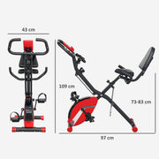 SPORTNOW Folding Exercise Bike with Arm Bands and Hand Pulse Sensor, Red - image 6