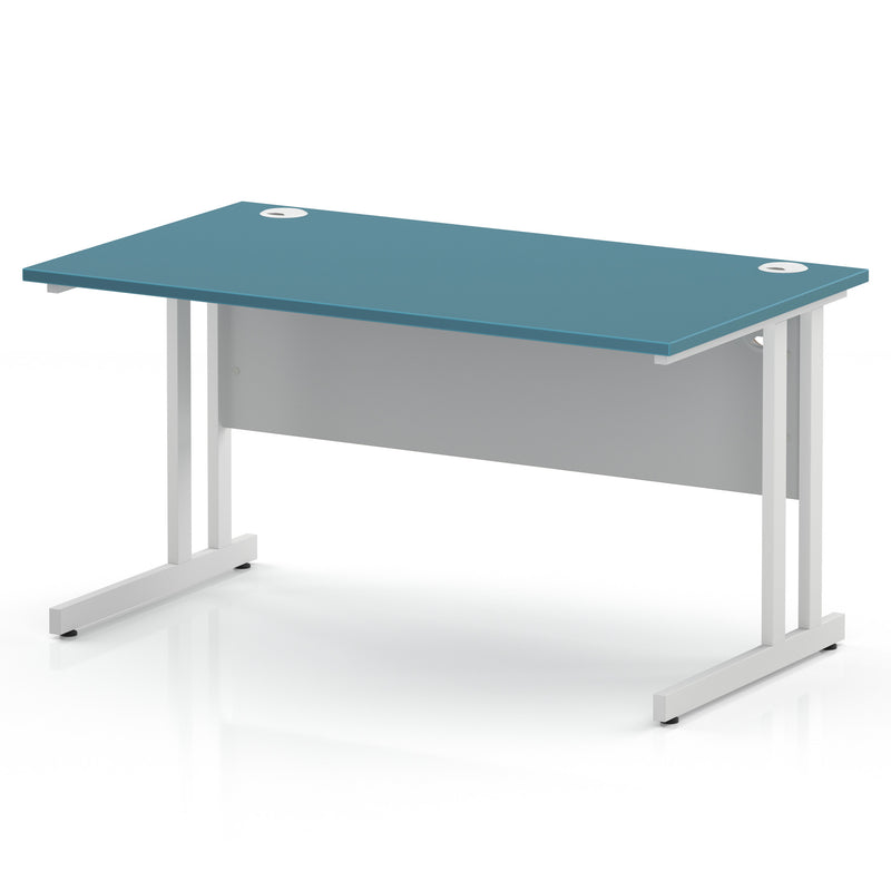 Impulse 1400 x 800mm Straight Office Desk - White Cantilever Leg - view 3