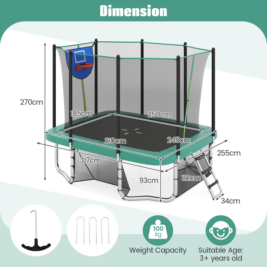 Rectangle Outdoor Trampoline 317 x 255 cm Backyard Trampoline