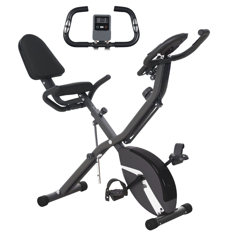 SPORTNOW Folding Exercise Bike with Arm Bands and Hand Pulse Sensor