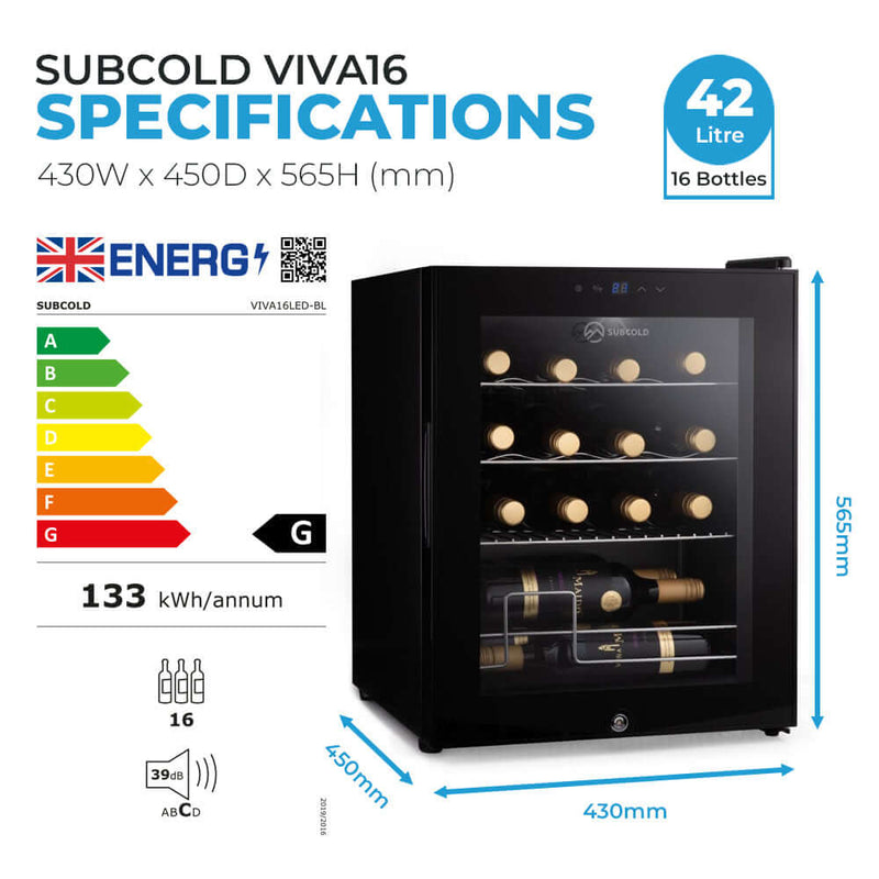 Subcold Viva16 16 bottle LED wine cooler, photo 7