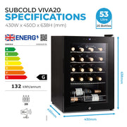 Subcold Viva20 20 bottle LED wine cooler, photo 6
