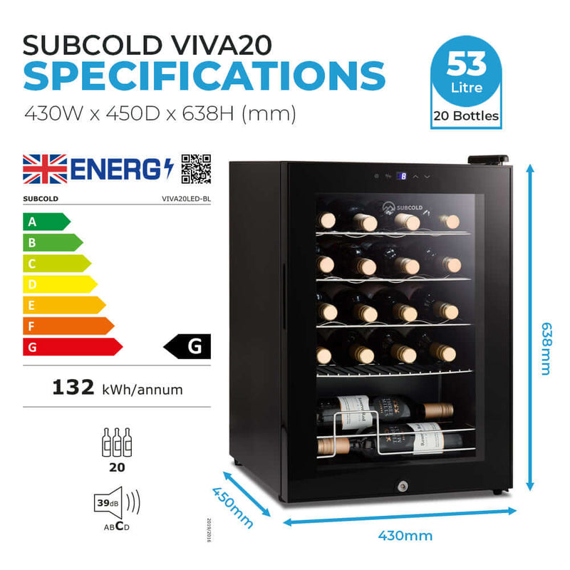 Subcold Viva20 20 bottle LED wine cooler, photo 6