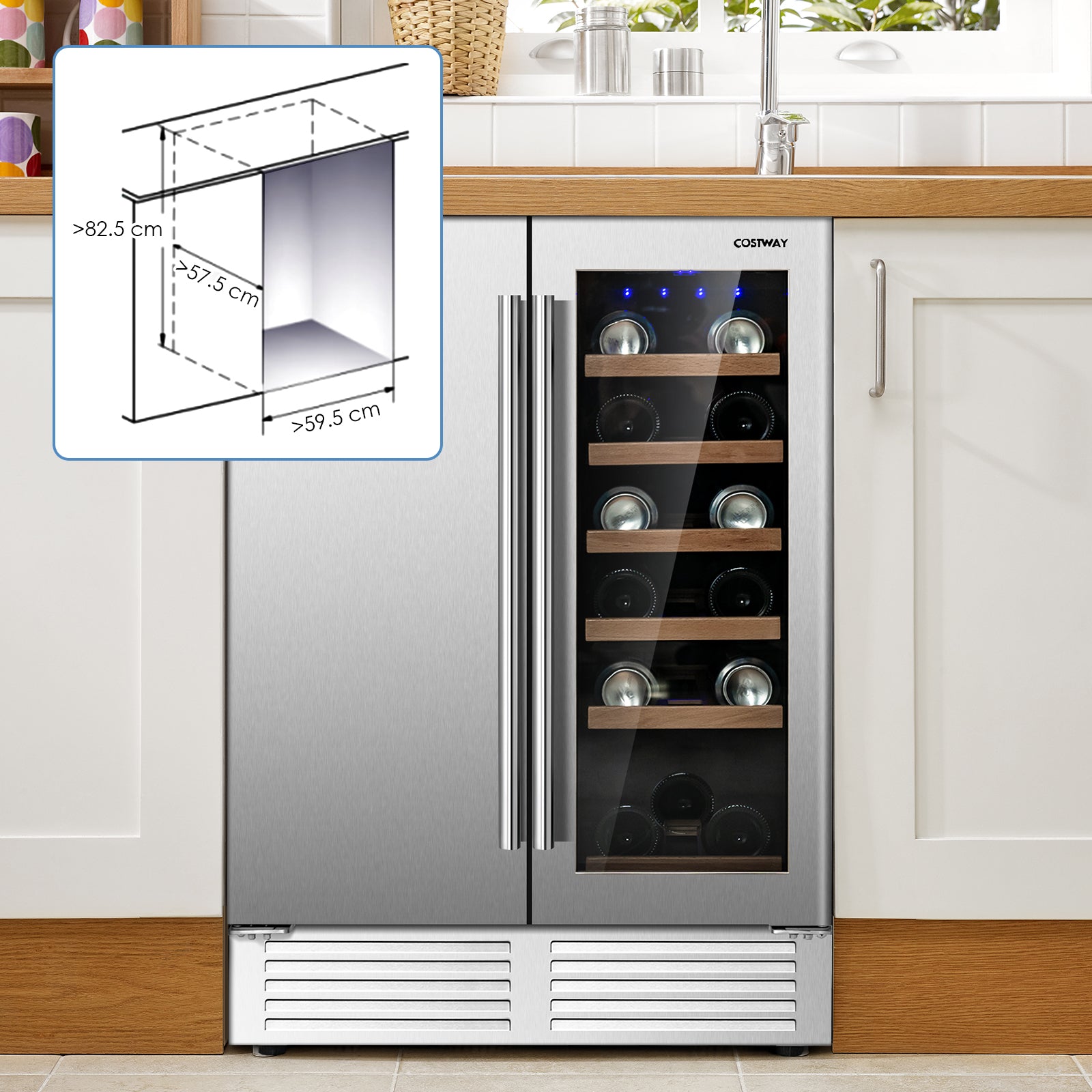 2-in-1 Beverage and Wine Cooler with Powerful Compressor