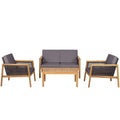 Costway 4-Piece Patio Acacia Wood Furniture Set with Removable Cushions | Grey | HW71708GR