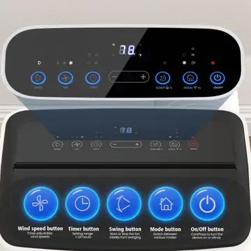 Portable air conditioner digital LED display and touch controls
